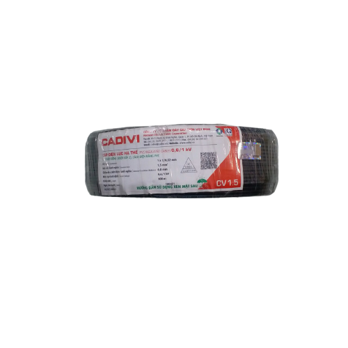 Dây cáp điện Cadivi CV-1.5 màu đen, ruột đồng cách nhiệt PVC, cuộn 100m, giá tính theo mét